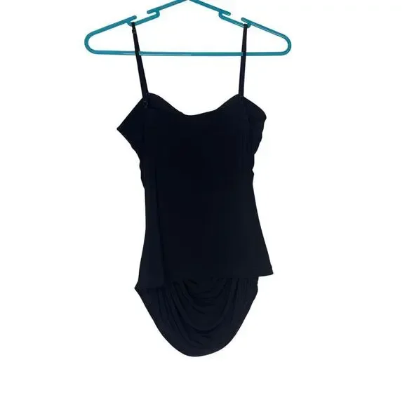 Vintage Black Rhinestone Neckline Spaghetti Strap Tank Top Women's Size Medium - Picture 3 of 6